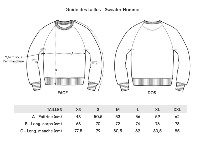 Grille Taille Sweater Homme