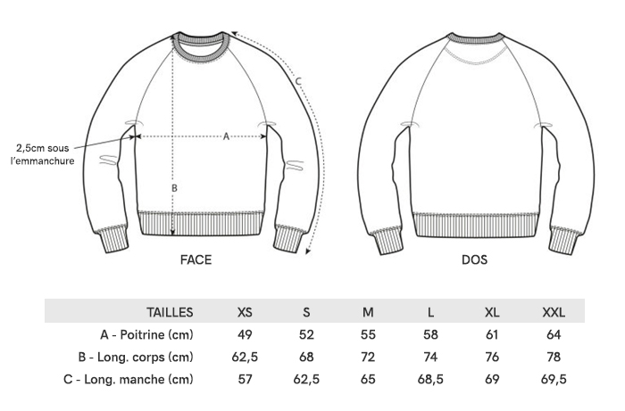 Grille Taille Sweater Femme